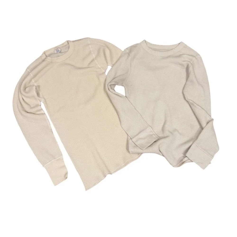 Mens Thermal Shirt Bundle J.E. Morgan Fruit of the Loom Waffle Knit Off White M‎